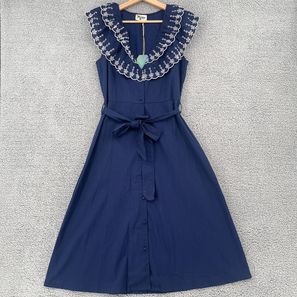 Show Me Your MuMu Dresses & Skirts - Show me your Mumu Embroidered Navy Blue Dress